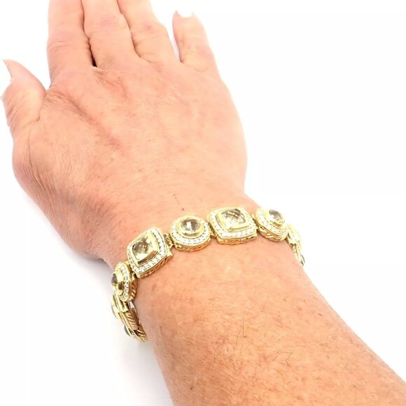 David Yurman Albion 18k Yellow Gold Diamond Lemon Citrine Link Bracelet - Picture 11 of 12